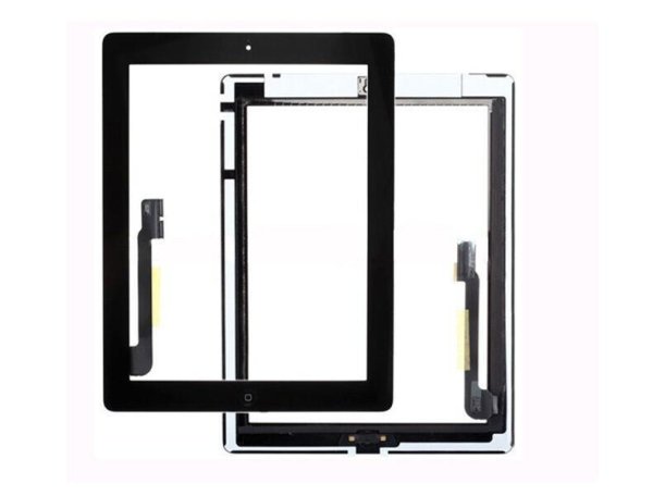 Touchscreen Digitizer mit Home Button & Klebestreifen Schwarz für iPad 3 / iPad 4