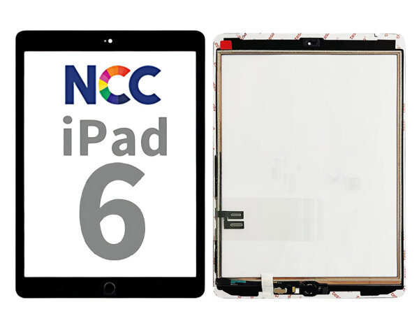 NCC Prime Touchscreen Displayglas Klebestreifen Schwarz für iPad 6 2018