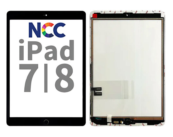 NCC Prime Touchscreen Displayglas Klebestreifen Schwarz für iPad 7 2019 & iPad 8 2020