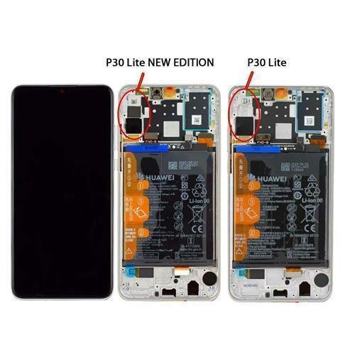 Huawei P30 Lite New Edition LCD Display Rahmen mit Akku in Pearl Weiß