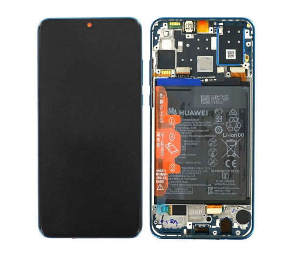 Huawei P30 Lite LCD Display Touchscreen Bildschirm Rahmen Akku Peacock Blau