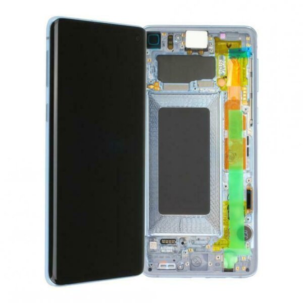 Samsung Galaxy S10 G973F Super Amoled Display Touchscreen Bildschirm Rahmen Prism Blau