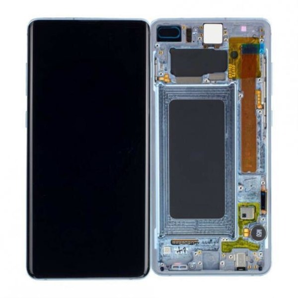 Samsung Galaxy S10 Plus G975F Super Amoled Display Touchscreen Bildschirm Rahmen Prism Blau