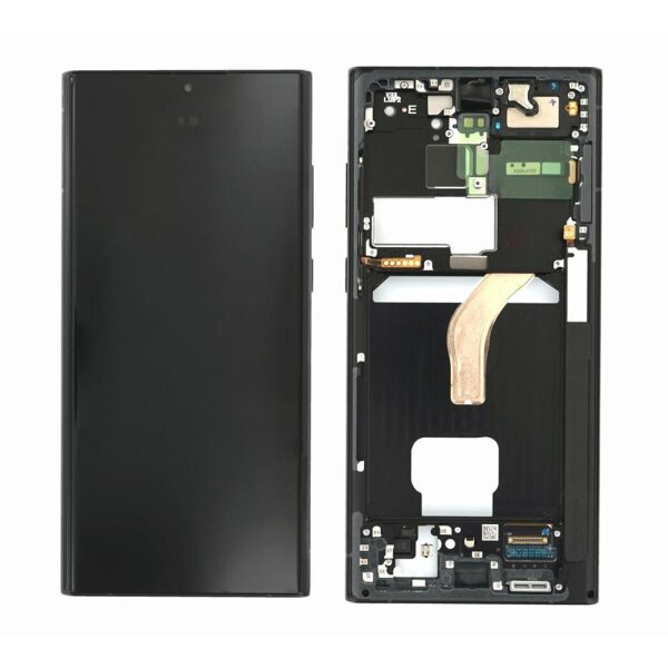 Samsung Galaxy S22 Ultra S908B AMOLED Display Touchscreen Bildschirm & Rahmen Grau / Blau / Rot