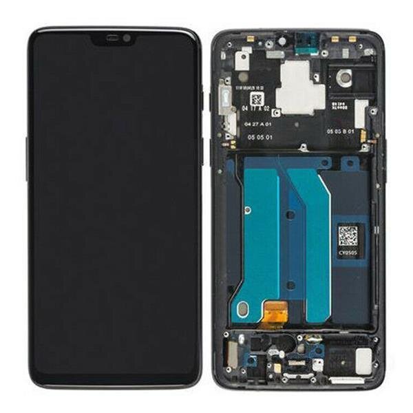 OnePlus 6 A6000 A6003 LCD Display Touchscreen Bildschirm Rahmen Matt Schwarz