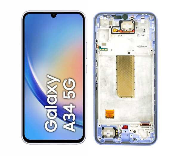 Samsung Galaxy A34 5G A346B AMOLED Display Touchscreen Bildschirm Rahmen Violett / Lila