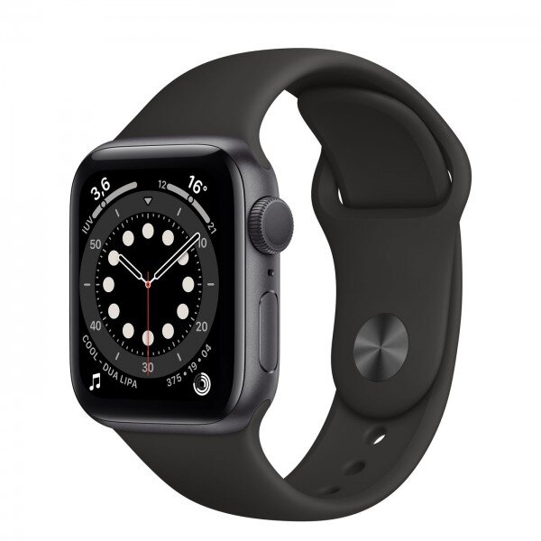 Apple Watch 6 44mm GPS + Cellular Edelstahlgehäuse mit Sportarmband Schwarz OVP (A2376) - Hervorragend