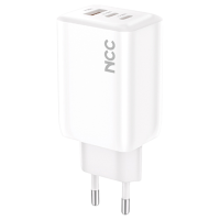 NCC Power Adapter A+C+C USB-A & Dual Type-C Charger GS-65W-EU Weiß