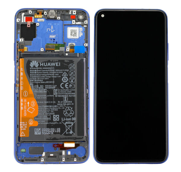 Huawei Honor 20 / Nova 5T Display Touchscreen Bildschirm Rahmen & Akku Blau